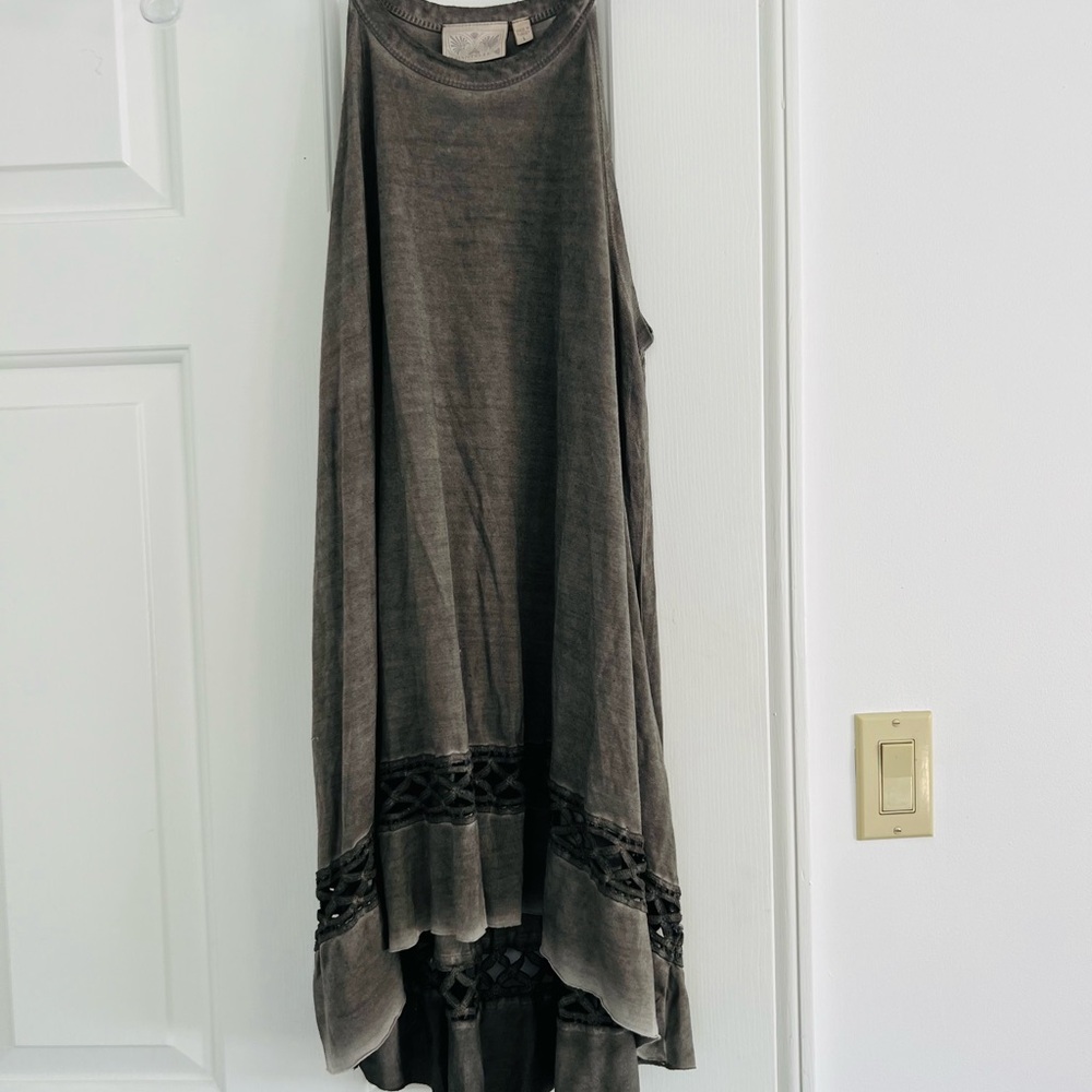 Dantelle Charcoal Sleeveless Dress with Lace Accents